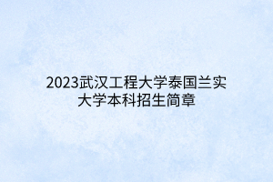 2023武漢工程大學(xué)泰國蘭實大學(xué)本科招生簡章