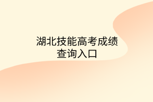 湖北技能高考成績查詢入口