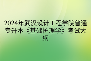 2024年武漢設(shè)計(jì)工程學(xué)院普通專升本《基礎(chǔ)護(hù)理學(xué)》考試大綱