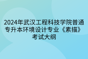 2024年武漢工程科技學院普通專升本環(huán)境設計專業(yè)《素描》考試大綱(1)