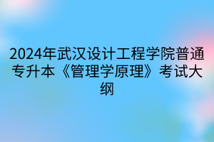 2024年武漢設(shè)計工程學(xué)院普通專升本《管理學(xué)原理》考試大綱(1)