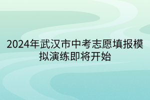 2024年武漢市中考志愿填報(bào)模擬演練即將開始