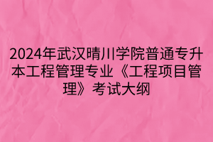 2024年武漢晴川學院普通專升本工程管理專業(yè)《工程項目管理》考試大綱(1)