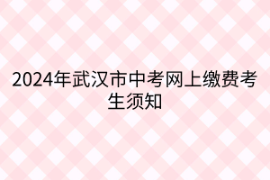 2024年武漢市中考網(wǎng)上繳費考生須知