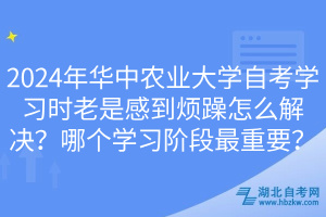 2024年華中農(nóng)業(yè)大學自考學習時老是感到煩躁怎么解決？哪個學習階段最重要？