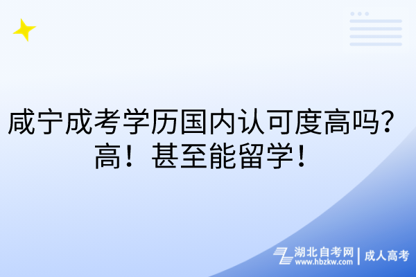 咸寧成考學歷國內(nèi)認可度高嗎？高！甚至能留學！