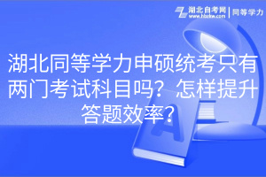 湖北同等學(xué)力申碩統(tǒng)考只有兩門考試科目嗎？怎樣提升答題效率？