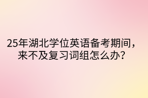 25年湖北學(xué)位英語(yǔ)備考期間，來不及復(fù)習(xí)詞組怎么辦？