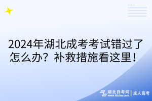 2024年湖北成考考試錯過了怎么辦？補救措施看這里！