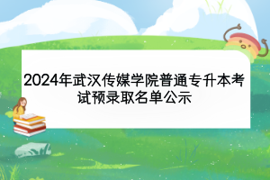 2024年武漢傳媒學院普通專升本考試預(yù)錄取名單公示