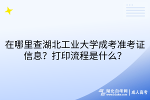 在哪里查湖北工業(yè)大學(xué)成考準(zhǔn)考證信息？打印流程是什么？