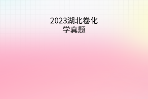 2023湖北卷化學(xué)真題