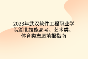 2023年武漢軟件工程職業(yè)學(xué)院湖北技能高考、藝術(shù)類、體育類志愿填報指南