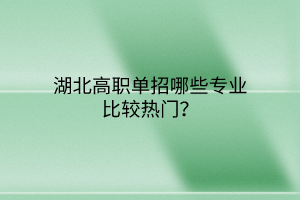 湖北高職單招哪些專業(yè)比較熱門？