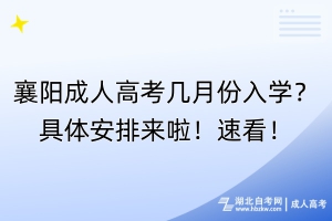 襄陽成人高考幾月份入學？具體安排來啦！速看！