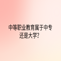 中等職業(yè)教育屬于中專還是大學(xué)？