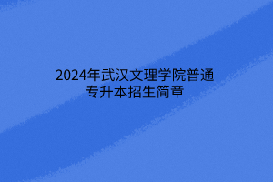 2024年武漢文理學(xué)院普通專升本招生簡章