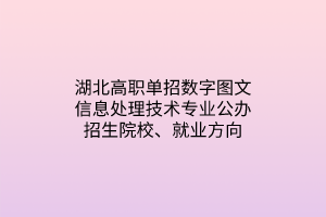 湖北高職單招數(shù)字圖文信息處理技術專業(yè)公辦招生院校、就業(yè)方向