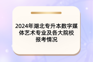 2024年湖北專升本數(shù)字媒體藝術(shù)專業(yè)及各大院校報考情況