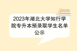 2023年湖北大學(xué)知行學(xué)院專升本預(yù)錄取學(xué)生名單公示