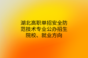 湖北高職單招安全防范技術專業(yè)公辦招生院校、就業(yè)方向