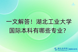 一文解答！湖北工業(yè)大學國際本科有哪些專業(yè)？