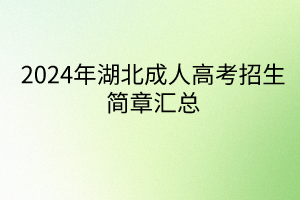 2024年湖北成人高考招生簡(jiǎn)章匯總