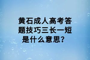 黃石成人高考答題技巧三長一短是什么意思？