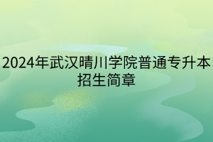 2024年武漢晴川學院普通專升本招生簡章