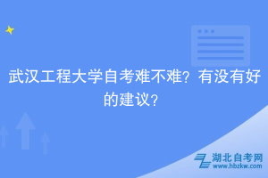 武漢工程大學(xué)自考難不難？有沒(méi)有好的建議？