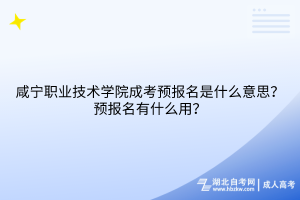 咸寧職業(yè)技術學院成考預報名是什么意思？預報名有什么用？