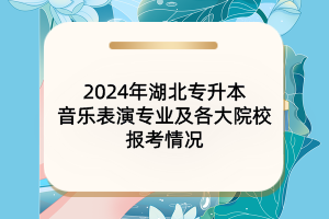 ?2024年湖北專升本音樂表演專業(yè)及各大院校報考情況