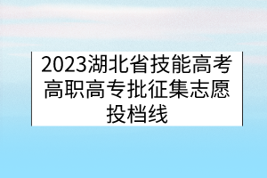 2023湖北省技能高考高職高專批征集志愿投檔線