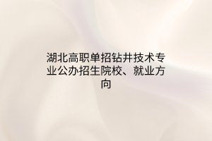 湖北高職單招鉆井技術專業(yè)公辦招生院校、就業(yè)方向