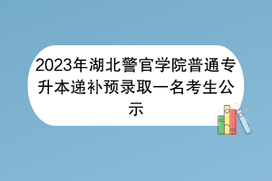 2023年湖北警官學(xué)院普通專升本遞補預(yù)錄取一名考生公示