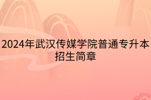 2024年武漢傳媒學(xué)院普通專升本招生簡(jiǎn)章