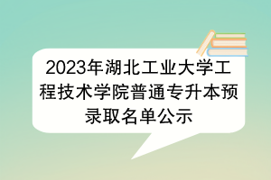 2023年湖北工業(yè)大學(xué)工程技術(shù)學(xué)院普通專升本預(yù)錄取名單公示