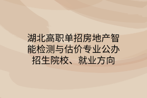 湖北高職單招房地產(chǎn)智能檢測與估價專業(yè)公辦招生院校、就業(yè)方向
