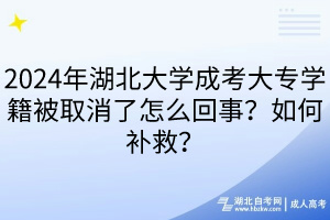 2024年湖北大學(xué)成考大專學(xué)籍被取消了怎么回事？如何補(bǔ)救？