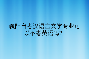 襄陽自考漢語言文學(xué)專業(yè)可以不考英語嗎？