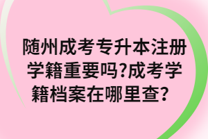 隨州成考專升本注冊學籍重要嗎?成考學籍檔案在哪里查？