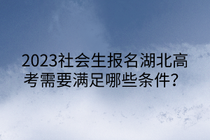 2023社會(huì)生報(bào)名湖北高考需要滿足哪些條件？