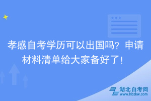 孝感自考學(xué)歷可以出國嗎？申請(qǐng)材料清單給大家備好了！