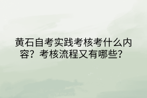 黃石自考實(shí)踐考核考什么內(nèi)容？考核流程又有哪些？