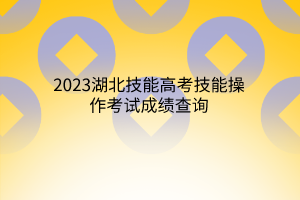 2023湖北技能高考技能操作考試成績查詢