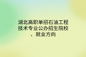 湖北高職單招石油工程技術專業(yè)公辦招生院校、就業(yè)方向