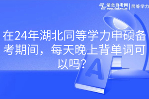 在24年湖北同等學(xué)力申碩備考期間，每天晚上背單詞可以嗎？