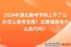 2024年湖北高考專科上不了公辦怎么報(bào)考志愿？志愿填報(bào)有什么技巧嗎？