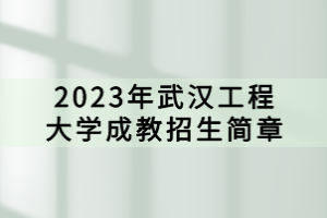 2023年武漢工程大學成教招生簡章