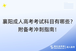 襄陽成人高考考試科目有哪些？附備考沖刺指南！